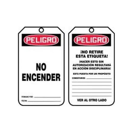 Accuform Spanish Safety Tags, DANGER DO NOT START, 5.75in x 3.25in, RP-Plastic, 5PK SHMDT114PTM